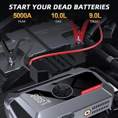 VoltBoost 4-in-1 Portable Car Jump Starter- Black