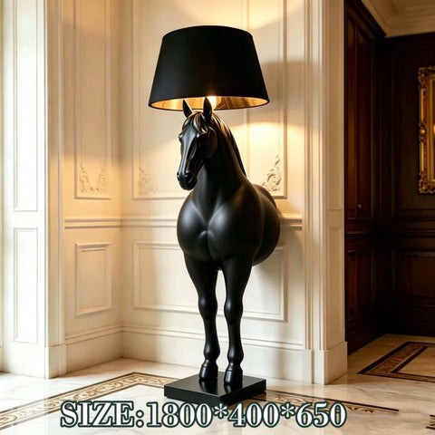 Equestrian Luxe Black & Gold Horse Table Lamp