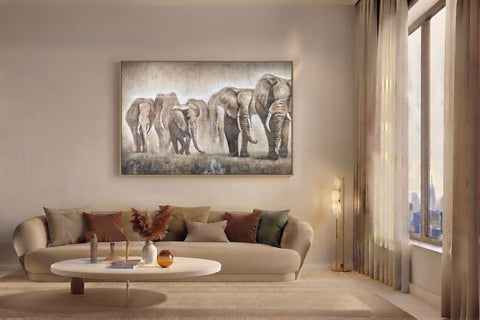 Majestic Elephant Herd Canvas Art