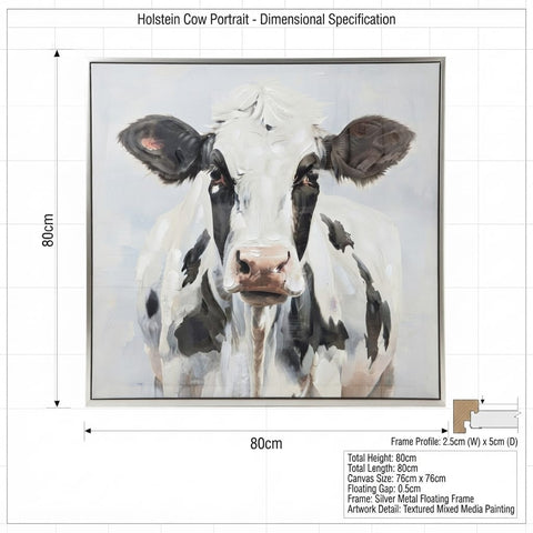 Framed Highland Cow Portrait Canvas Art with Silver Frame