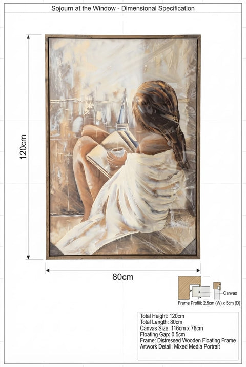 Framed Woman Reading Canvas Art with Wooden Frame