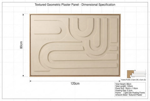 Framed Minimalist Abstract Relief Wall Art with Natural Wooden Frame