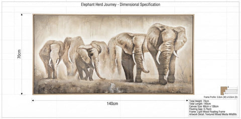 Majestic Elephant Herd Canvas Art