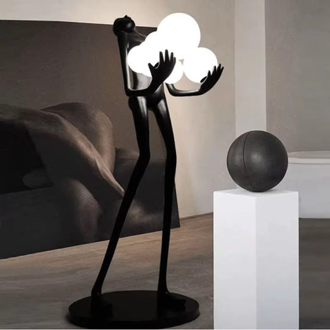 Modern Artistic Figurine LED Floor Lamp with Glowing Orb Lights