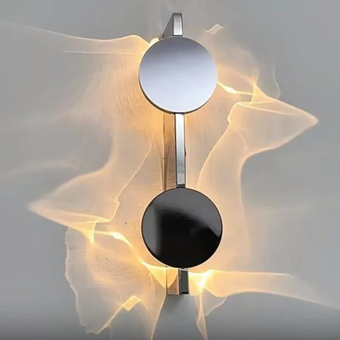 Modern Dual-Disc LED Wall Sconce with Ambient Backlighting