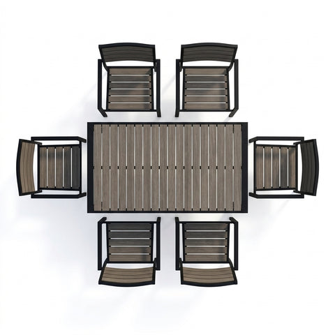 7-Piece Modern Black Aluminum Outdoor Dining Set