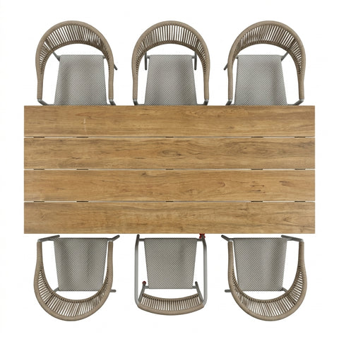 7-Piece Outdoor Faux Wood & Rope Dining Set