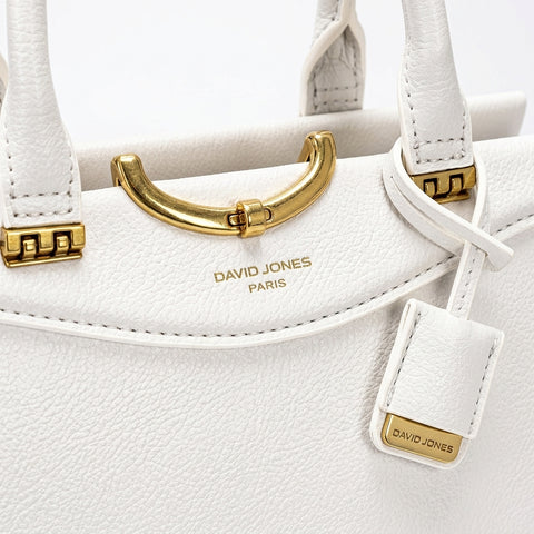 DAVID JONES Women's Structured Top-Handle Handbag (White)