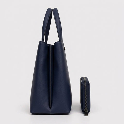 CHRISBELLA Women's Handbag Set with Matching Wallet (Blue)
