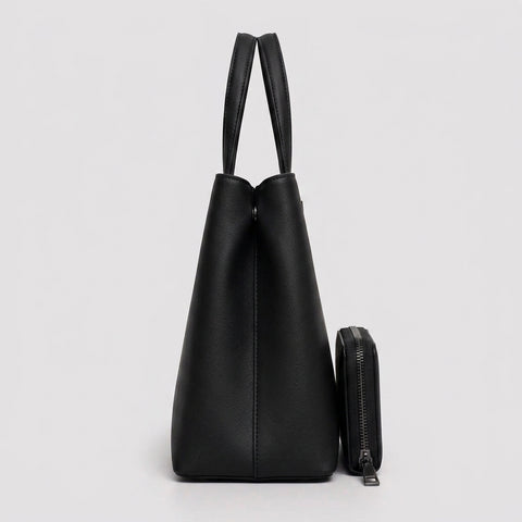 CHRISBELLA Women's Handbag Set with Matching Wallet (Black)