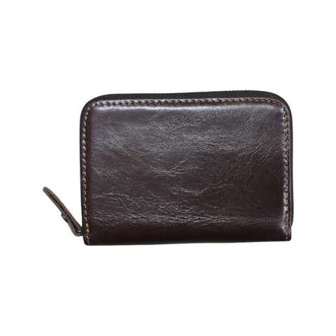 Compact Leather Wallet-Dark Brown Sheen