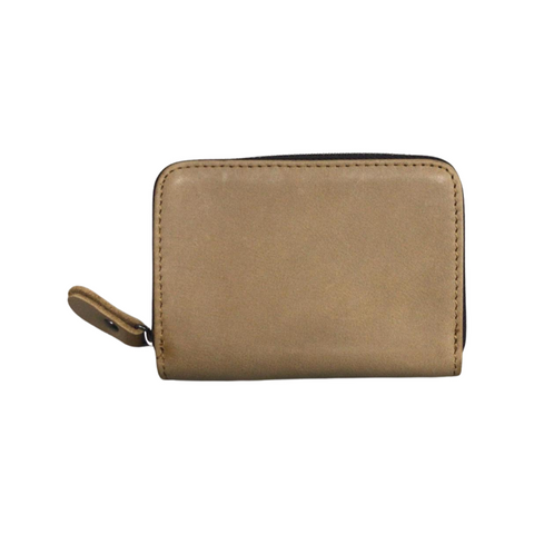 Compact Leather Wallet-Beige