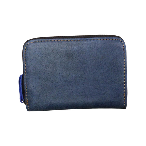 Compact Leather Wallet-Blue