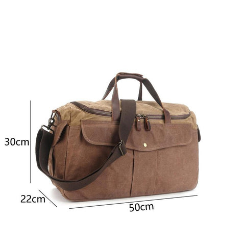 Leather and Military Canvas Travelling Bag