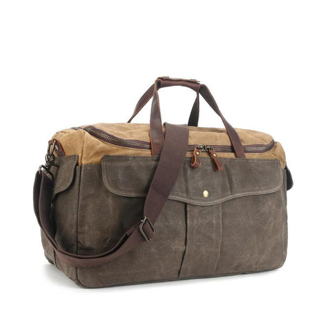 Leather and Military Canvas Travelling Bag