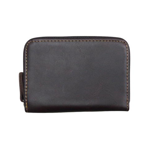 Compact Leather Wallet-Black/Brown