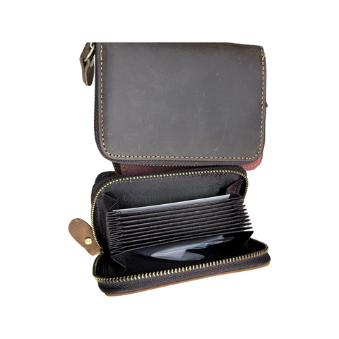 Compact Leather Wallet-Blue