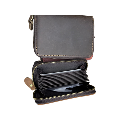 Compact Leather Wallet-Black